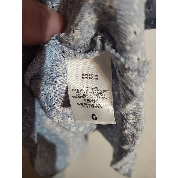 Wallflower Spaghetti Ruffle Strap Flowy Shirt / Mini Dress sz Large Blue Floral - Picture 5 of 8